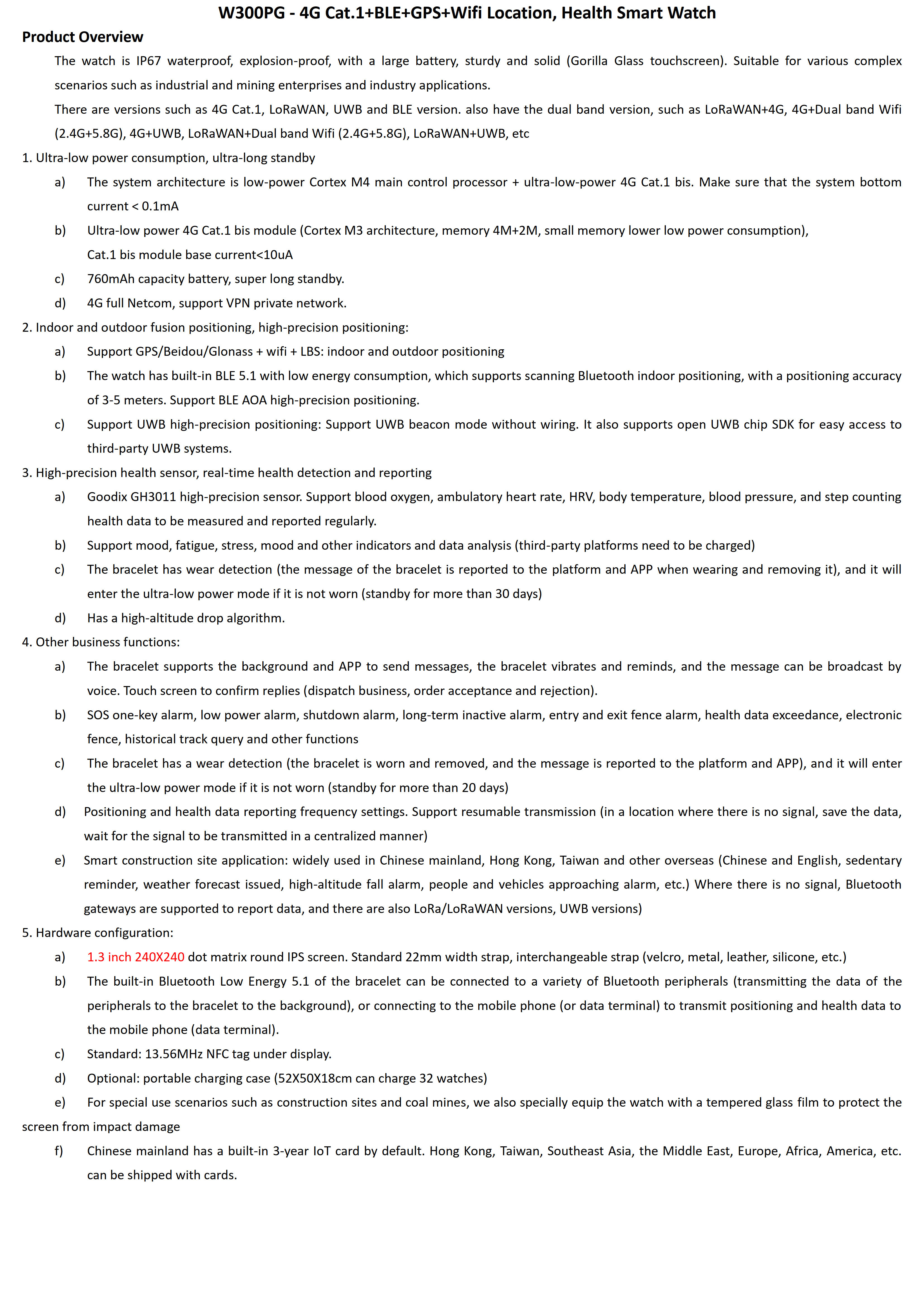 W300PG 4G Cat.1+BLE+GPS+Wifi Location